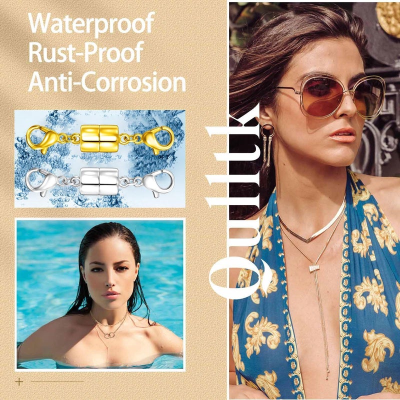 Qulltk Double Magnetic Necklace Clasps and Closures 18K Gold and Silver Bracelet Extender Jewelry Clasps Converters - Image 5